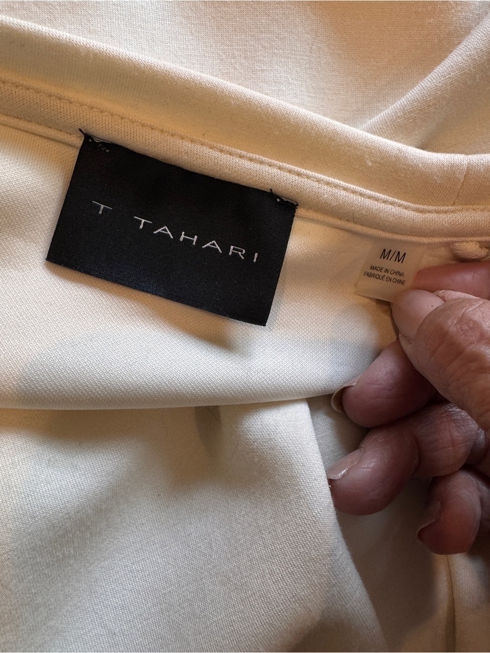 Pullover Sweatshirt Ivory with Rose Appliqué Sleeves by T Tahari - Picture 9 of 10